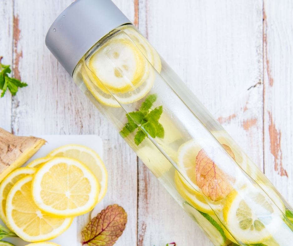 Citrus infused water in a bottle